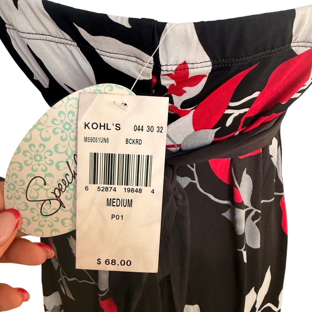 Speechless Floral Empire Waist Sun Dress Black Red White M59051UN6 Medium NWT - Picture 7 of 8